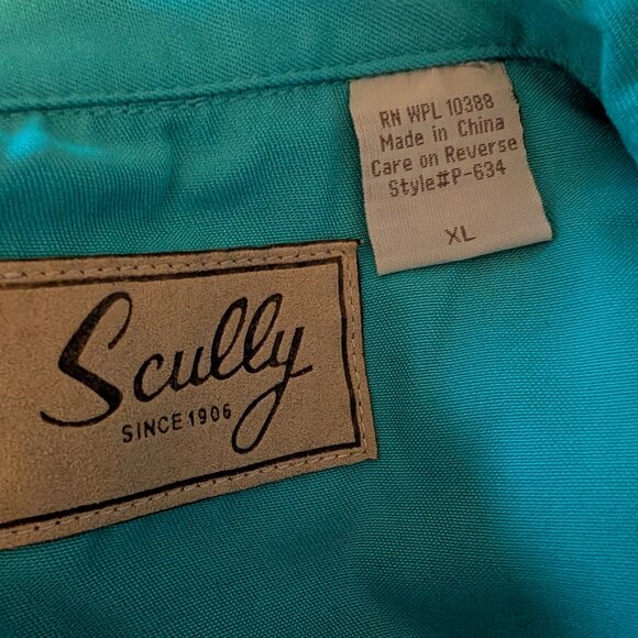 NWT Scully Turquoise Tool Embroidery Button Up Shirt - Picture 6 of 9